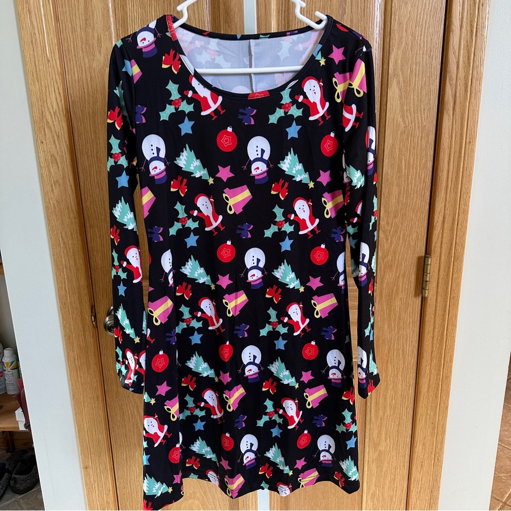 Ugly Christmas Sweater Long Sleeve Dress Medium